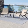 Tangkula 3 Piece Patio Chair Set w/ Curved Fabric Seat Round Coffee Table for Backyard - 3 of 4