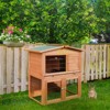 Pawhut 40" Wooden Rabbit Hutch Bunny Cage Small Animal House with No Leak Tray, Ramp, Weatherproof Roof for Outdoor - 2 of 4