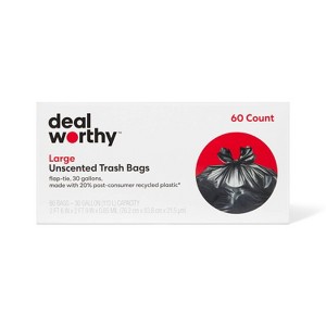 Large Flap-Tie Trash Bags - 30gal/60ct - Dealworthy™ - 1 of 3