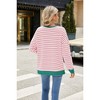 Womens Striped Sweatshirts Crew Neck Side Slit Sweatshirts Faux V-Notch Stripes Long Sleeve T-Shirt Basic Tops Lightweigth All Season Tops - 2 of 4