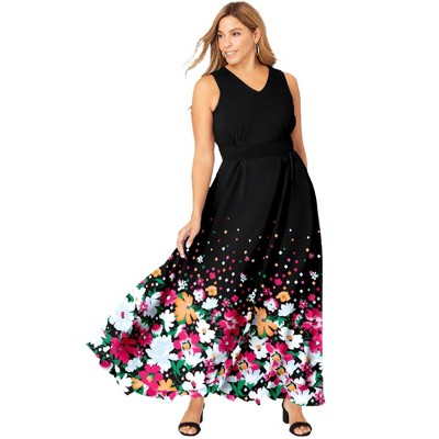  Jessica London Women's Plus Size Georgette Flyaway Maxi Dress -  12 W, Black : Clothing, Shoes & Jewelry