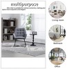 TiramisuBest Accent Arm Chair, Upholstered Light Grey with Camel Oak Wooden Legs - 4 of 4