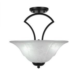 Toltec Lighting Zilo 3 - Light Flush Mount in  Matte Black with 16" White Marble  Shade - 1 of 1