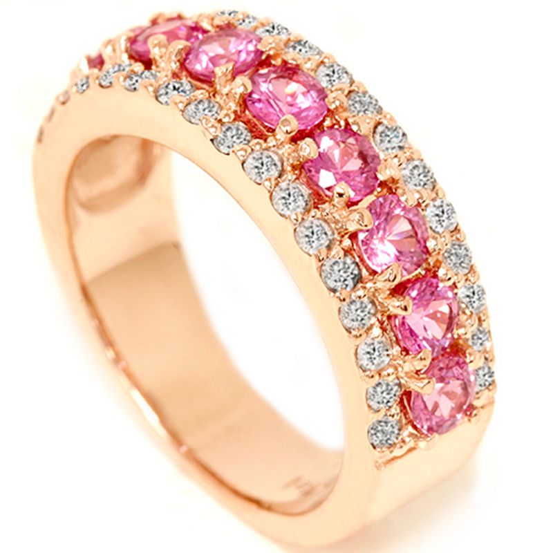 Pompeii3 1 1/2ct Pink Sapphire & Diamond Wedding Ring 14K Rose Gold, 4 of 6