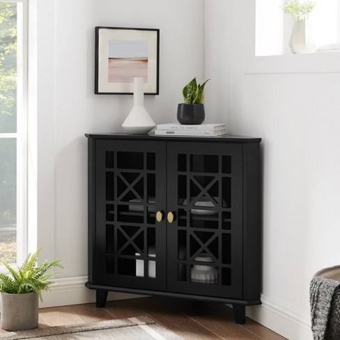 Ada 2 Door Accent Cabinet With Fretwork, Small Accent Cabinet With Doors