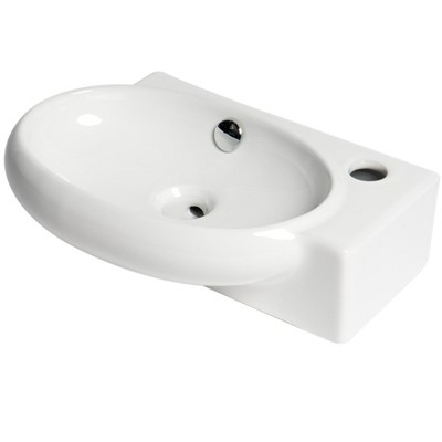 ALFI ABC117 White 17inches Small Wall Mounted Ceramic Sink with Faucet Hole
