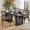 PexFix 79" x 33.5" Farmhouse Kitchen Dining Room Table Furniture Square Black Kitchen Table with Rattan Woven Legs for Kitchen Bar Living Room - 2 of 4