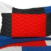 Slickblue Handmade Full/Queen Quilt Set, 100% TC Fabric, Patchwork Geometric Design, 4 Color Options, 3-Piece Set - 3 of 4