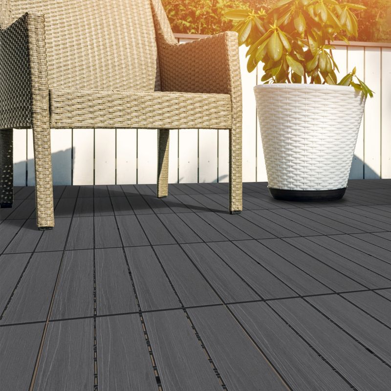 Pure Garden Patio Floor Tiles - Set of 6 Wood/Plastic Composite Interlocking Deck Tiles for Outdoor Flooring – Covers 5.8-Square-Feet, 2 of 9