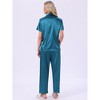 INSPIRE CHIC Womens Satin  Loungewear Silky Button Down Short Sleeve Lapel Collar Pajama Sets - 4 of 4