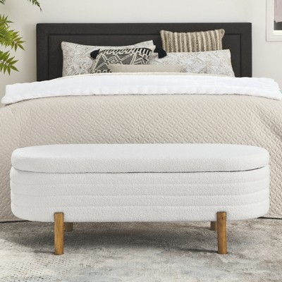 VYNXARIA Ottoman Oval Storage Bench,Rubber Wood Leg
