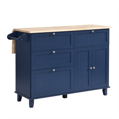 OUTSUPPLY Kitchen Island Set with Drop Leaf and 2 Seatings, Dining Table Set with Storage Cabinet, Drawers and Towel Rack