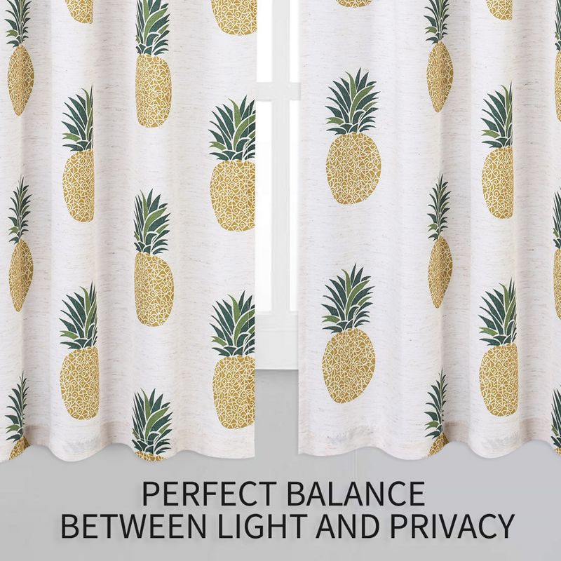 Whizmax Pineapple Print Tier Small Half Window Curtains for Bathroom Kitchen Cafe, 2 of 7