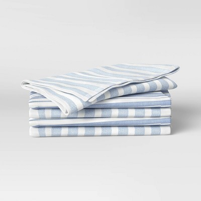 Image of 5pk Cotton Assorted Kitchen Towels Blue - Threshold™