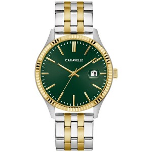 Caravelle designed by Bulova Men's Dress 3 Hand Quartz Two Tone Stainless Steel Watch, Green Dial, Style: 45B162 - 1 of 4