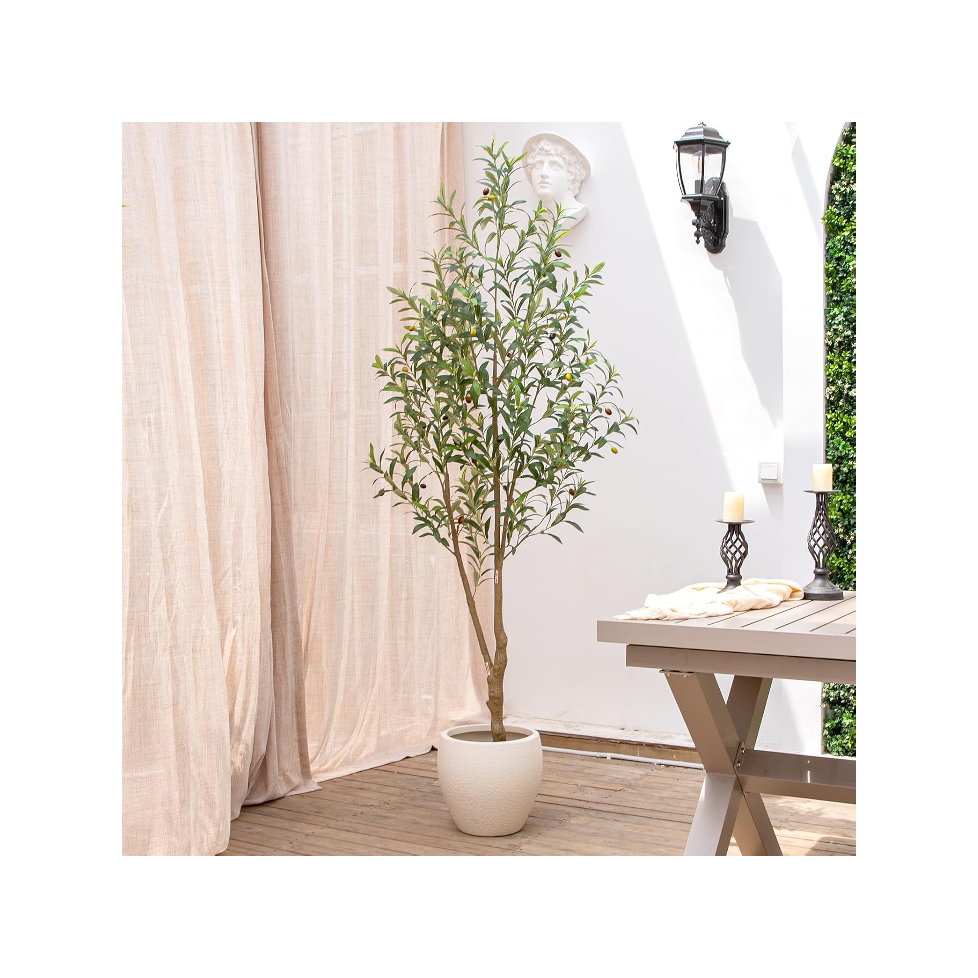 Romswi 7FT Artificial Olive Tree, Realistic Faux Plants, Fake Potted Tree with Fruits, Outdoor Indoor Decor for Home Office