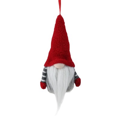 Northlight 6" Tiny Gray Faux Fur Christmas Santa Gnome with Red Hat Ornament