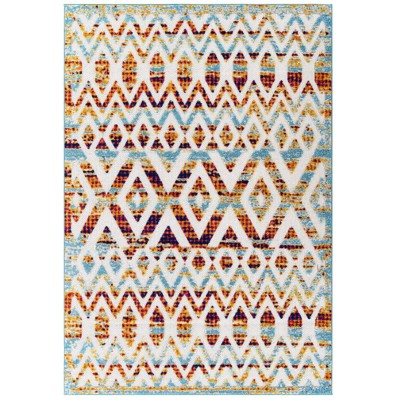 Modway Reflect Tamako Diamond and Chevron Moroccan Trellis 5x8 Indoor / Outdoor Area Rug