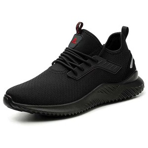 Furuian Safety Trainers Mens Lightweight Steel Toe Cap Trainers Breathable Comfortable Safety Shoes Black - 1 of 4