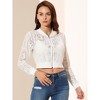 INSPIRE CHIC Women's Stand Collar Zip Up Mesh Sheer Lace Bomber Jacket - 4 of 4