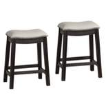 Set of 2 Curved Leatherette Counter Height Barstools with Nailhead Gray - Benzara