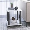 NicBex Modern Square Tempered Glass Coffee Table with Storage Shelf,Side Table with Wooden Legs,End Table for Living Room - 2 of 4
