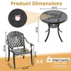 5-Piece Cast Aluminum Outdoor Dining Set with Red Cushions, Round Table & Stackable Chairs - for Patio, Backyard - 3 of 4