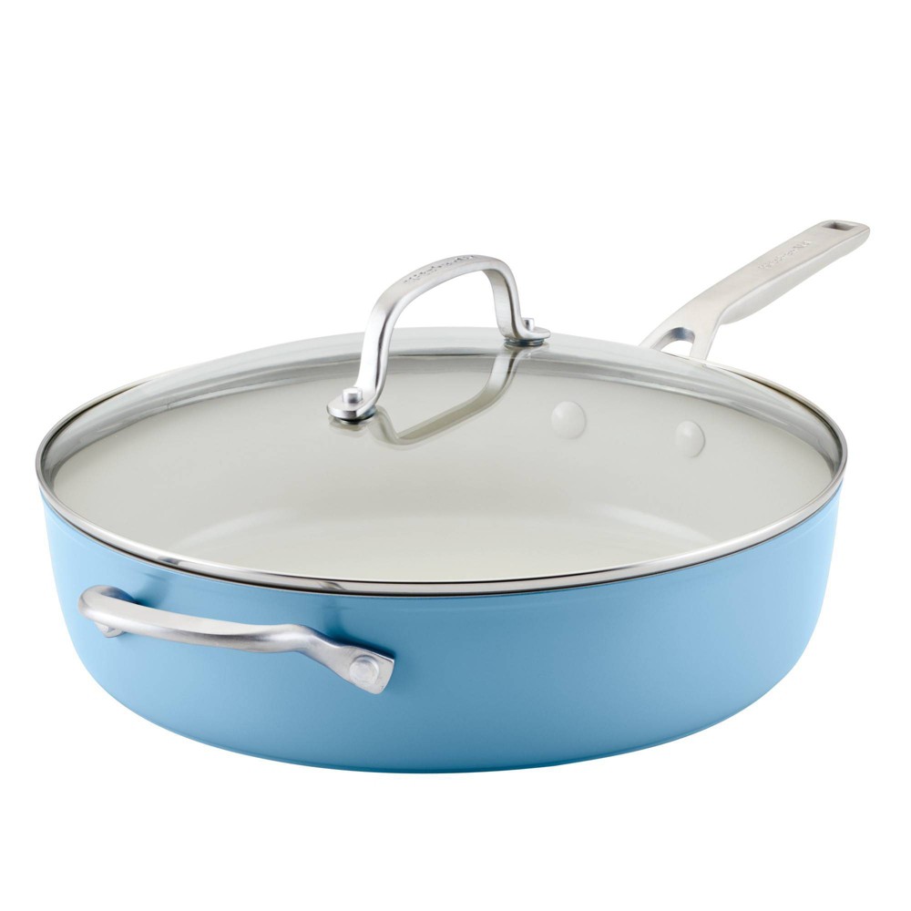 KitchenAid Hard Anodized 5qt Nonstick Ceramic Saute Pan with Lid - Blue Velvet