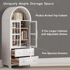 LOVSON71" High Arch Kitchen Sideboard with 2 Drawers and Adjustable Shelves, Glass Door Multi-Purpose Storage Cabinet,For Kitchen, Dining Room, White - 4 of 4