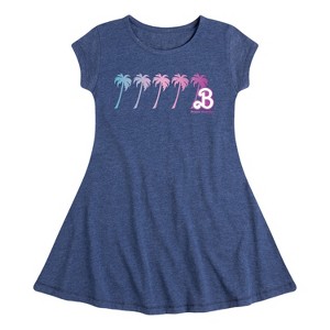 Girls' - Barbie - Palm Trees Fit & Flair Cap Sleeve Dress - 1 of 2