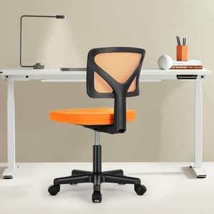 Low-Back Mesh Armless Office Chair, Swivel Rolling Computer Chair No Arms with Lumbar Support for Home Office-Multicolor-The Pop Home - 1 of 4