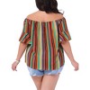 Agnes Orinda Women's Plus Size Boho Off-Shoulder Ruffle Short Sleeve Striped Casual Blouse - 4 of 4