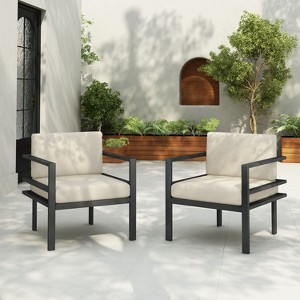 Sapphtopaz Outdoor Dining Chairs Aluminum Frame Outdoor Patio Chairs with Weather-Resistant Cushions for Outside, Yard, Balcony - 1 of 4