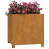 vidaXL Corten Steel Planters with Legs 2 pcs - Weather-Resistant, Low Maintenance, Perfect for Patio, Balcony or Garden, Rusty 19.3"x18.5"x19.7" - 3 of 4