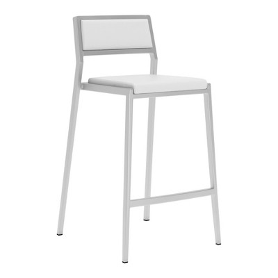 26"Set of 2 Sleek Minimalist Counter Height Barstools White - ZM Home