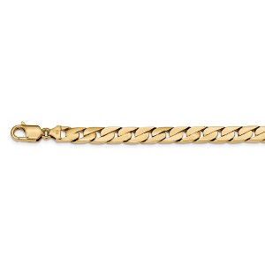 Black Bow Jewelry Men's 14k Yellow Gold 8mm Solid Half Round Curb Chain Bracelet, 8 Inch - 1 of 3