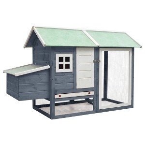 Chicken Coop Brown and Green Solid pine/fir woodvidaXL - 1 of 4