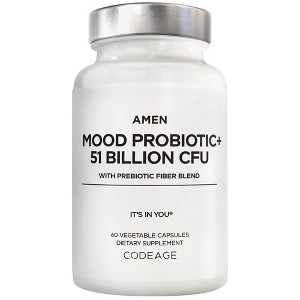 Amen Mood Probiotic 51 Billion CFUs + Organic Prebiotics Vegan Supplement - 60ct - 1 of 4