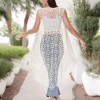 Anna-Kaci Swim Women's Boho Crochet Long Vest Top Sleeveless Lace Cardigan Duster Swimwear Cover Ups - 3 of 4