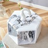 FURNIinspire Coffee Tables Hexagonal MDF Coffee Table with Pattern Stickers and Multi Hole Design for Living Room Bedroom, White, 25"*21.6"*14" - 2 of 4