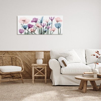 Modern Translucent Pastel Tulips Blossoms Canvas Wall Art, 48 x 20