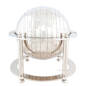Aluminum Globe on Stand – Shiny Nickel Finish – For Office or Home Display By Old Modern Handicrafts - 1 of 4