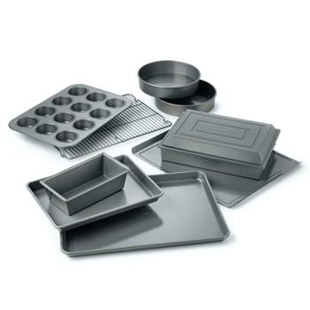 Nutrichef Deluxe Nonstick Carbon Steel Stackable 10 Piece Kitchen Oven  Bakeware Set With Roasting Pan, Cake Pan, And More, Gray : Target