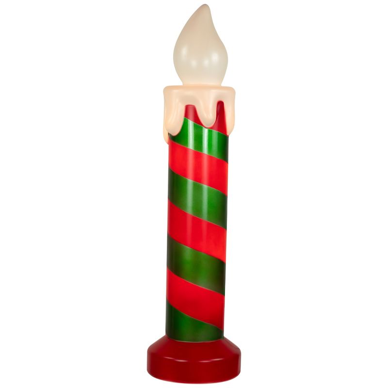 Northlight 20" Lighted Green and Red Striped Blow Mold Candle Outdoor Christmas Decoration, 1 of 7