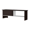 Chic Crate-Rock Point Media Console – Stained Walnut & White TV Stand w/ Sliding Door & Open Shelving, Multi-Room Furniture - 2 of 4