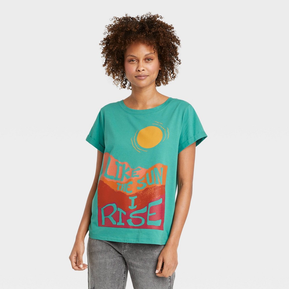 Black History Month Women's Like The Sun I Rise Short Sleeve Graphic T-Shirt - Blue XXL