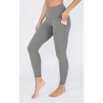90 Degree By Reflex Interlink Faux Leather High Waist Cire Ankle Legging -  Night Sage - Large