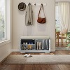 KWPZQEB Shoe Storage Cabinet, Freestanding Storage Racks with Cushion, Adjustable Shelves & 2 Louvered Doors, Hidden Narrow Shoe Bench for Entryway - 3 of 4