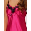 cheibear Women's Summer Satin Cami Mini Spaghetti Lingerie Nightdress - 4 of 4