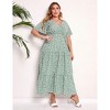 BLUEMING Plus Size Womens Dresses Floral Surplice A-Line Maxi Dress Waist Belted Floral Maxi Dress Wasit Tie Bell Sleeve Dress - 3 of 4